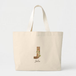 Holzbrief J Blume Monogramm Ruhestand Tote Bag Jumbo Stoffbeutel