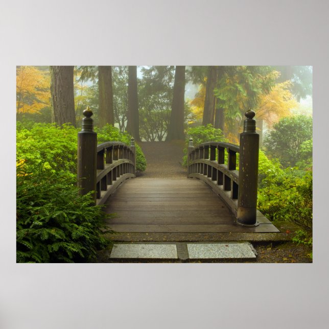 Holzbrücke im japanischen Gartenposter Poster (Vorne)