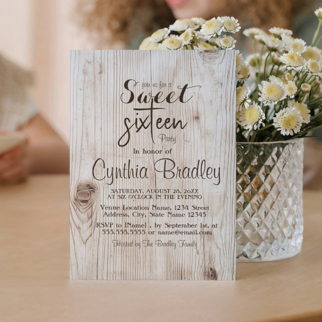 Holzdesign 16 . Geburtstag Geburtstagsparty Einladung (Von Creator hochgeladen)