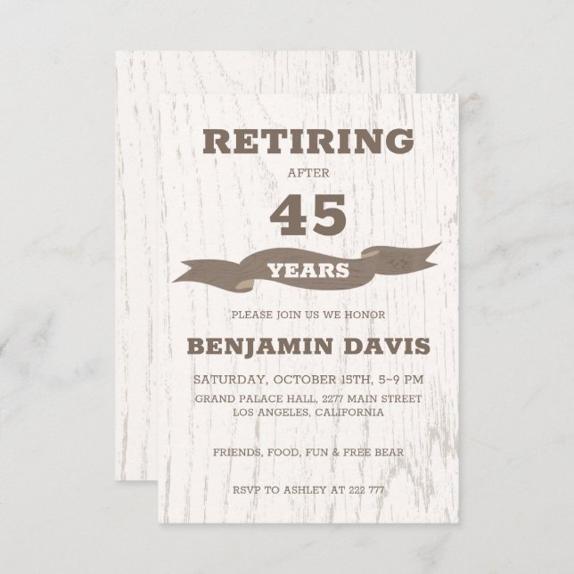 Holzdesign Einladung (Vorne/Hinten)