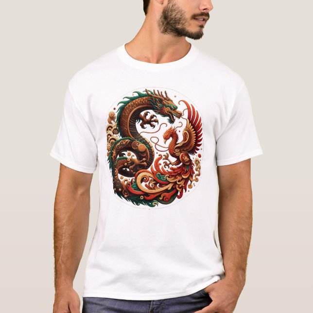 Holzdrache und Phoenix T-Shirt (Vorderseite)
