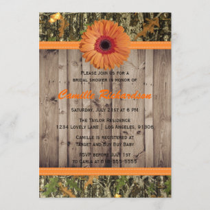 Holzdusche und Orangendusche Daisy Bridal Einladun Einladung