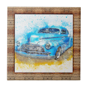 Holzeffekt Gerahmter Abstrakter Kunstwagen Fliese