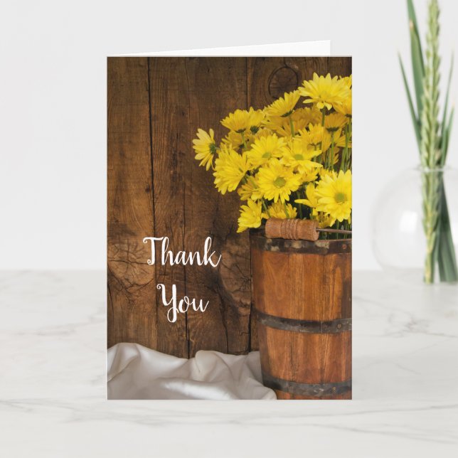 Holzeimer und gelbe Milchkühe Land Danke (Vorderseite)