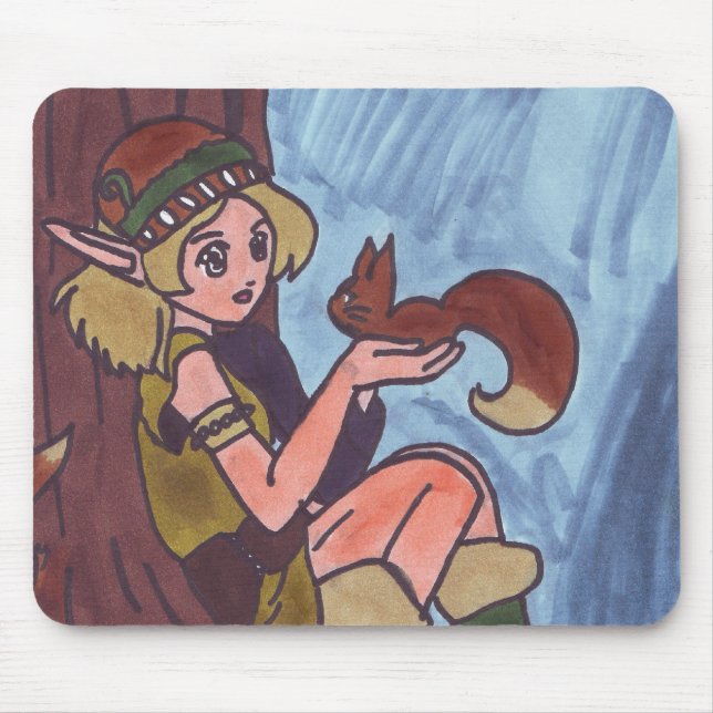 Holzelf mit Eichhörnchen Mousepad (Vorne)