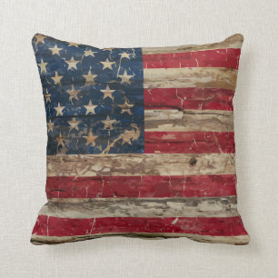 Holzene Vintage-amerikanische Flagge Kissen