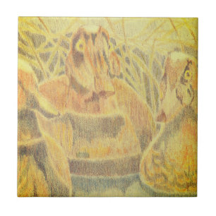 Holzenten auf Wasser Fliese