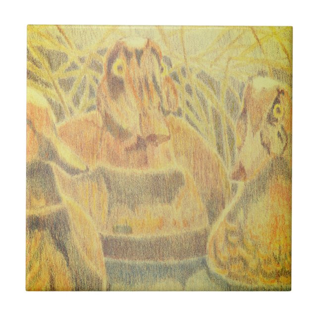 Holzenten auf Wasser Fliese (Vorderseite)