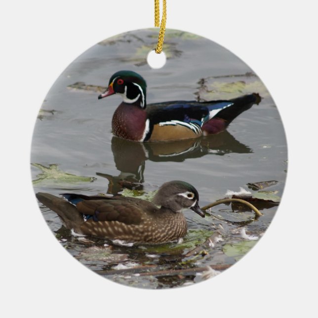 Holzenten-Schmuck Keramik Ornament (Vorne)