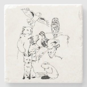 Hölzerne Abzeichen-Lebewesen Steinuntersetzer