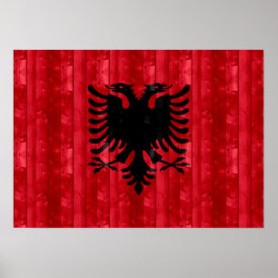 Hölzerne albanische Flagge Poster