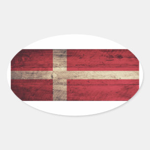 Hölzerne Dänemark-Flagge Ovaler Aufkleber