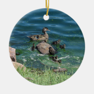 Hölzerne Enten-Familie Keramikornament