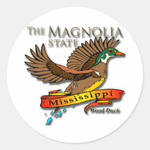 Hölzerne Enten-Magnolien-Staat Mississippis Runder Aufkleber