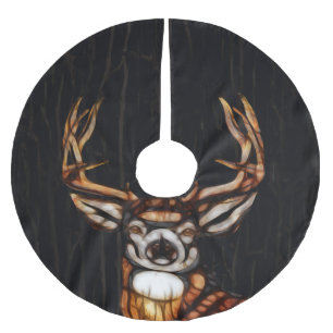 Hölzerne Holzhirsche Rustikales Land Einzigartiges Polyester Weihnachtsbaumdecke