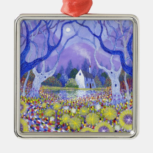 Hölzerne Hütte 2013 Silbernes Ornament (Vorne)