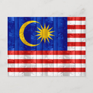 Hölzerne malaysische Flagge Postkarte