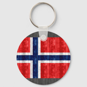 Hölzerne norwegische Flagge Schlüsselanhänger