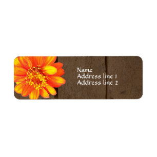 Hölzerne Plankenorange Zinnia-Adressen-Etiketten