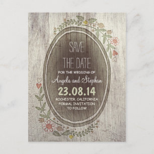 hölzerne rustikale Land-Save-the-Date-Postkarten Ankündigungspostkarte