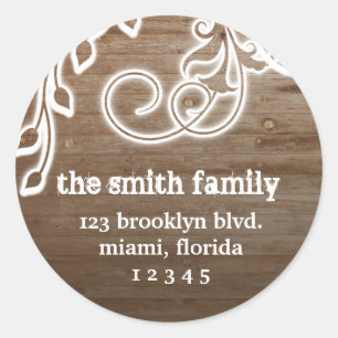 Hölzerne Schmutz-Adressen-Aufkleber Runder Aufkleber