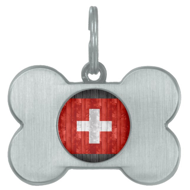 Hölzerne Schweizer Flagge Tiermarke (Vorderseite)