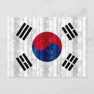 Hölzerne südkoreanische Flagge Postkarte