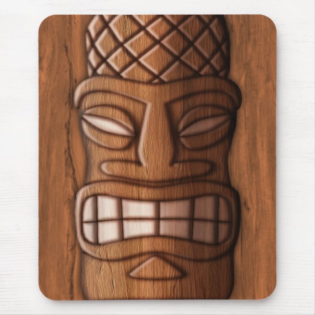 Hölzerne Tiki Maske Mousepad (Vorne)