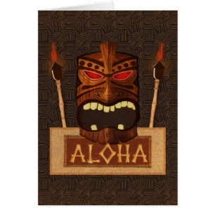 Hölzerne Tiki-Maske Vintage Retro ALOHA Hawaiianis