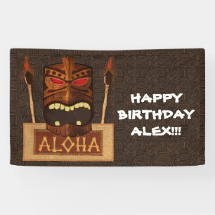 Hölzerne Tiki-Maske Vintage Retro ALOHA Hawaiianis Banner