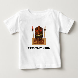 Hölzerne Tiki Masken-Vintager Retro Aloha Baby T-shirt