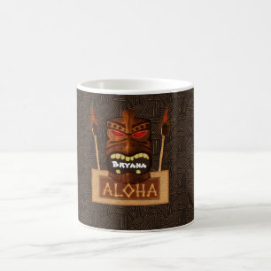 Hölzerne Tiki Masken-Vintager Retro Aloha Kaffeetasse