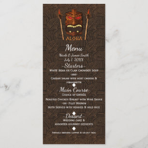 Hölzerne Tiki Masken-Vintages Retro ALOHA Menükarte