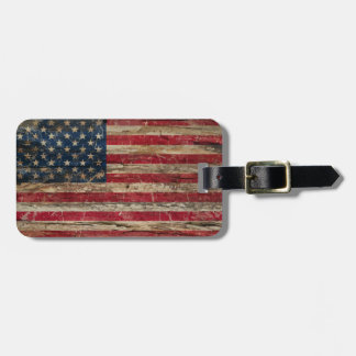 Hölzerne Vintage amerikanische Flagge Gepäckanhänger