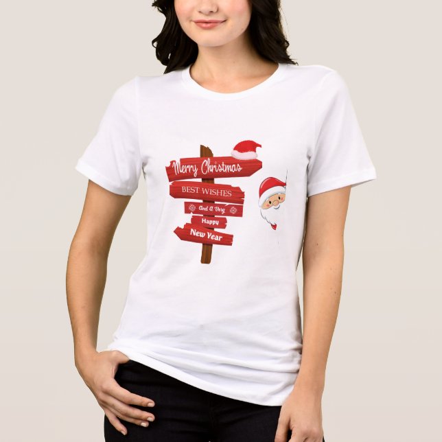 Hölzerne Wegweiser-Wünsche Tri-Blend Shirt (Vorderseite)