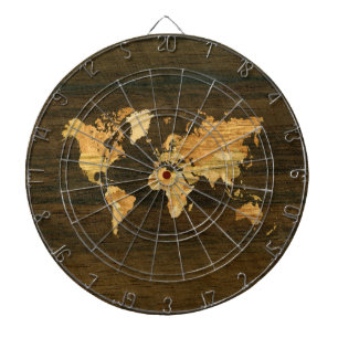 Hölzerne Weltkarte Dartscheibe
