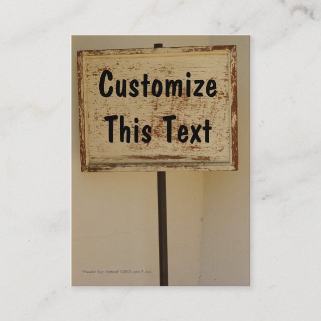 Hölzerne Zeichen-Vertikale-Visitenkarte Visitenkarte (Vorderseite)