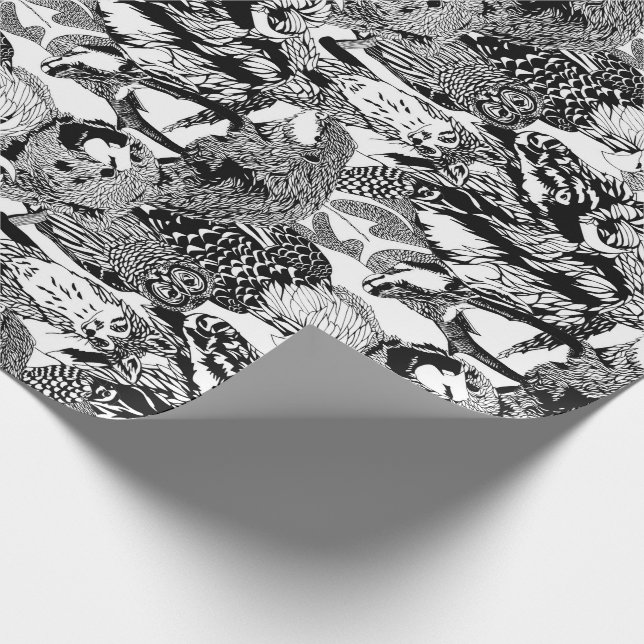 Hölzerner Abzeichen-LebewesenMontage Geschenkpapier (Ecke)