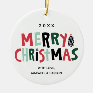 Hölzerner Block-Baum-Weihnachtsbrauch-Verzierung Keramik Ornament