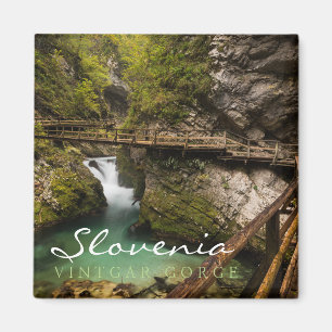 Hölzerner Gehweg durch Vintgar Schluchtschlucht Magnet