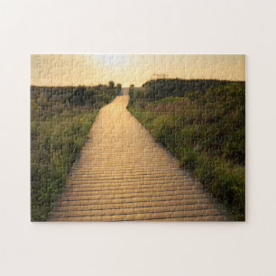 Hölzerner Gehweg zum auf den Strand zu setzen Puzzle