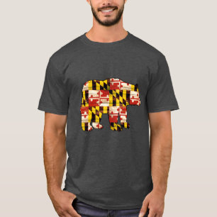 Hölzerner Maryland-Flaggenbär T-Shirt