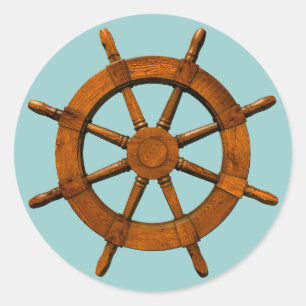 Hölzerner Schiffs-Helm Runder Aufkleber