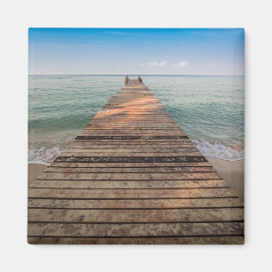 Hölzerner Weg-Weg und Meer im Sommer Magnet