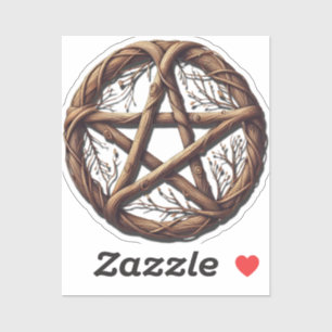 Hölzerner Zweig Pentakel Wicca-Hochzeit Aufkleber