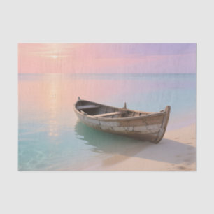 Hölzernes Boot Tropischer Sonnenuntergang Strand Seidenpapier