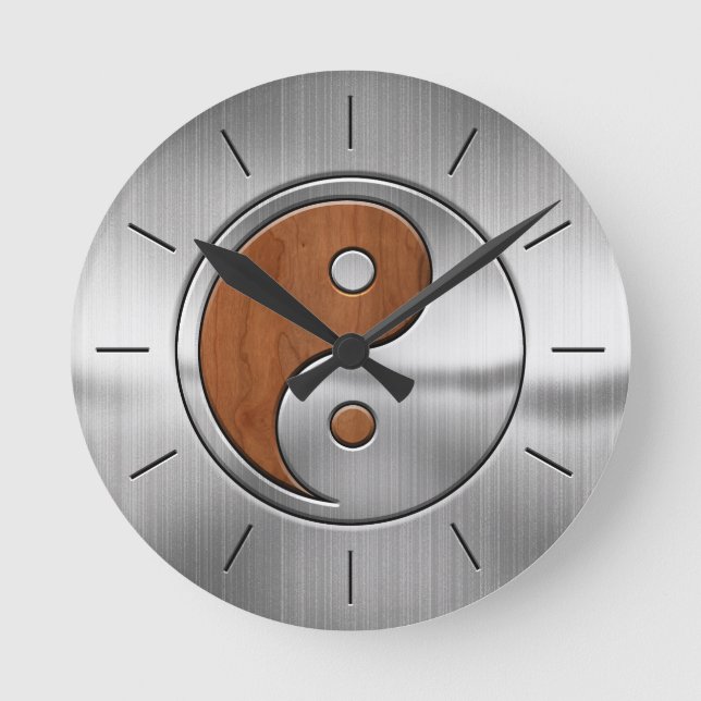 Hölzernes Chrom Yang Runde Wanduhr (Vorderseite)