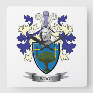 Hölzernes Familienwappen-Wappen Quadratische Wanduhr