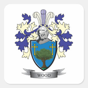Hölzernes Familienwappen-Wappen Quadratischer Aufkleber