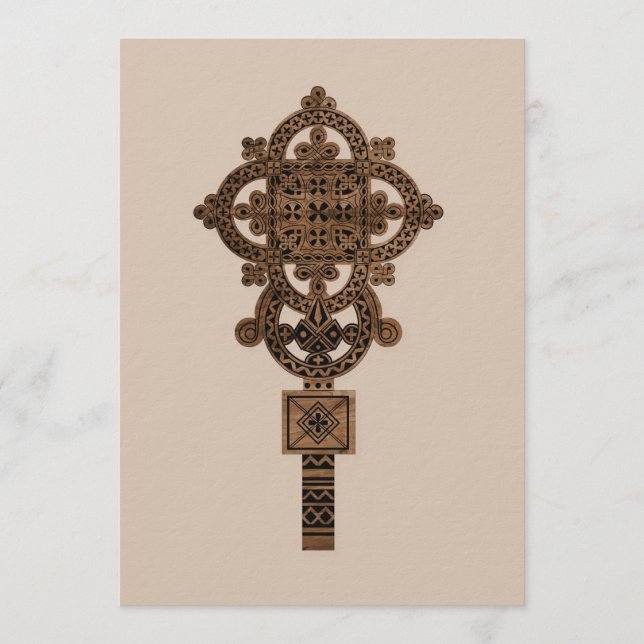 Hölzernes Handkreuz  Einladung (Vorderseite)